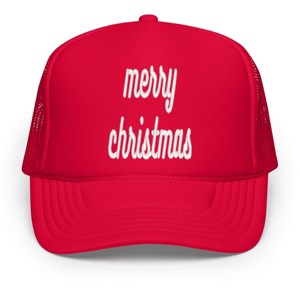 Simply Sage Market Embroidered Merry Christmas Bold Cursive Foam Trucker Hat - 1 of 4