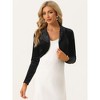INSPIRE CHIC Women's Long Sleeve Lapel Collar Velvet Open Front Cropped Cardigan - 4 of 4