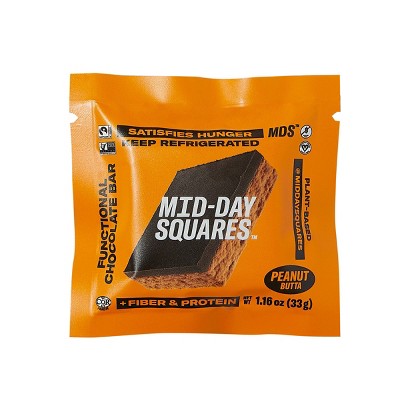 Mid-Day Squares Peanut Butta Organic Plant Based Functional Chocolate Bar - 1.16oz