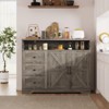Farmhouse Buffet Cabinet with Drawers & Open Shelf, Sideboard with Storage - 3 of 4