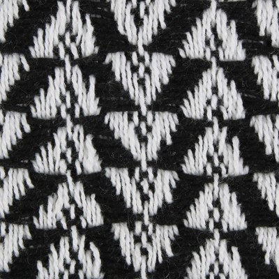Black and White Cotton Woven Throw Blanket with Fringe