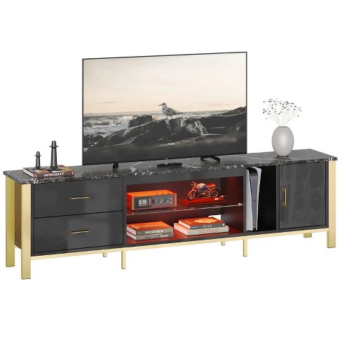 Bestier 80 Inch LED Gaming TV Stand with Glass Shelves - image 1 of 4