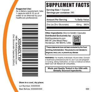 BulkSupplements Zinc Gluconate Capsules - 1 of 4