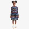 Primary Kids Long Sleeve Perfect Pocket Dress In Navy Rainbow Stripe - 2 of 4