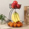 Gibson Home Harvest Season Two-Tier Fruit Basket with Banana Hanger – Black Metal Countertop Produce Stand - 4 of 4