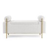 CAVINAS Upholstered Linen Storage Ottoman Bench with Cylindrical Arms and Iron Legs,  Rectangle Ottoman, 44" Accent Seating for Hallway Living Room - 3 of 4