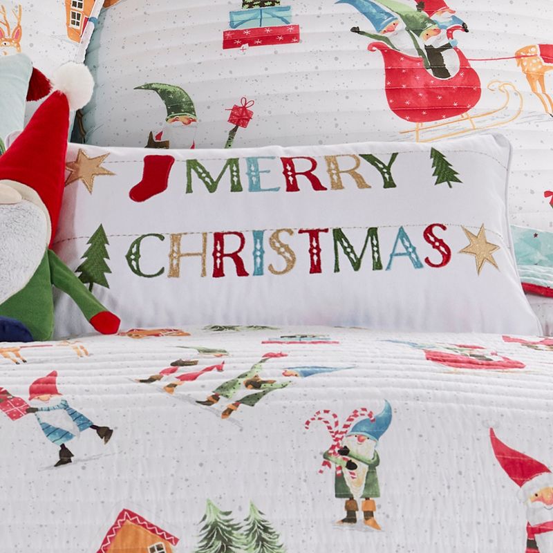 Gnome for the Holidays White Merry Christmas Pillow 12x24 - Levtex Home, 2 of 4