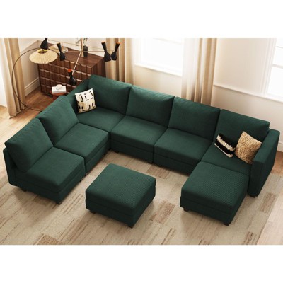 Belffin Modular Sectional Couch with Storage Ottoman U Shaped Corduroy Sectional Sofa with Chaise Convertible Modern Sectional Sofa Couch