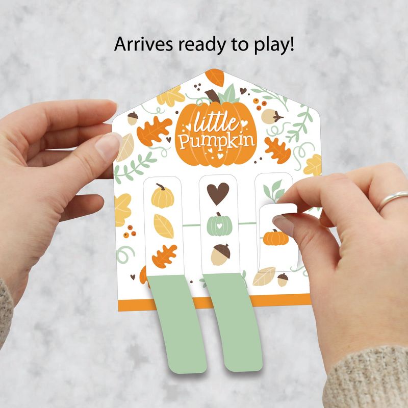 Big Dot of Happiness Little Pumpkin - Fall Birthday Party or Baby Shower Game Pickle Cards - Pull Tabs 3-in-a-Row - Set of 12, 2 of 7