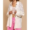 Women's Oversized Lace Accent Button Down Shirt - POL - 2 of 4