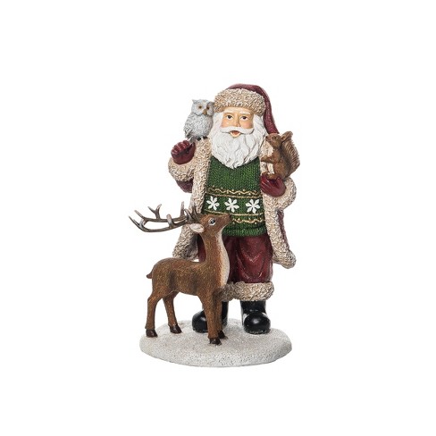 Transpac Resin 7.48 In. Multicolored Christmas Cottage Santa With 