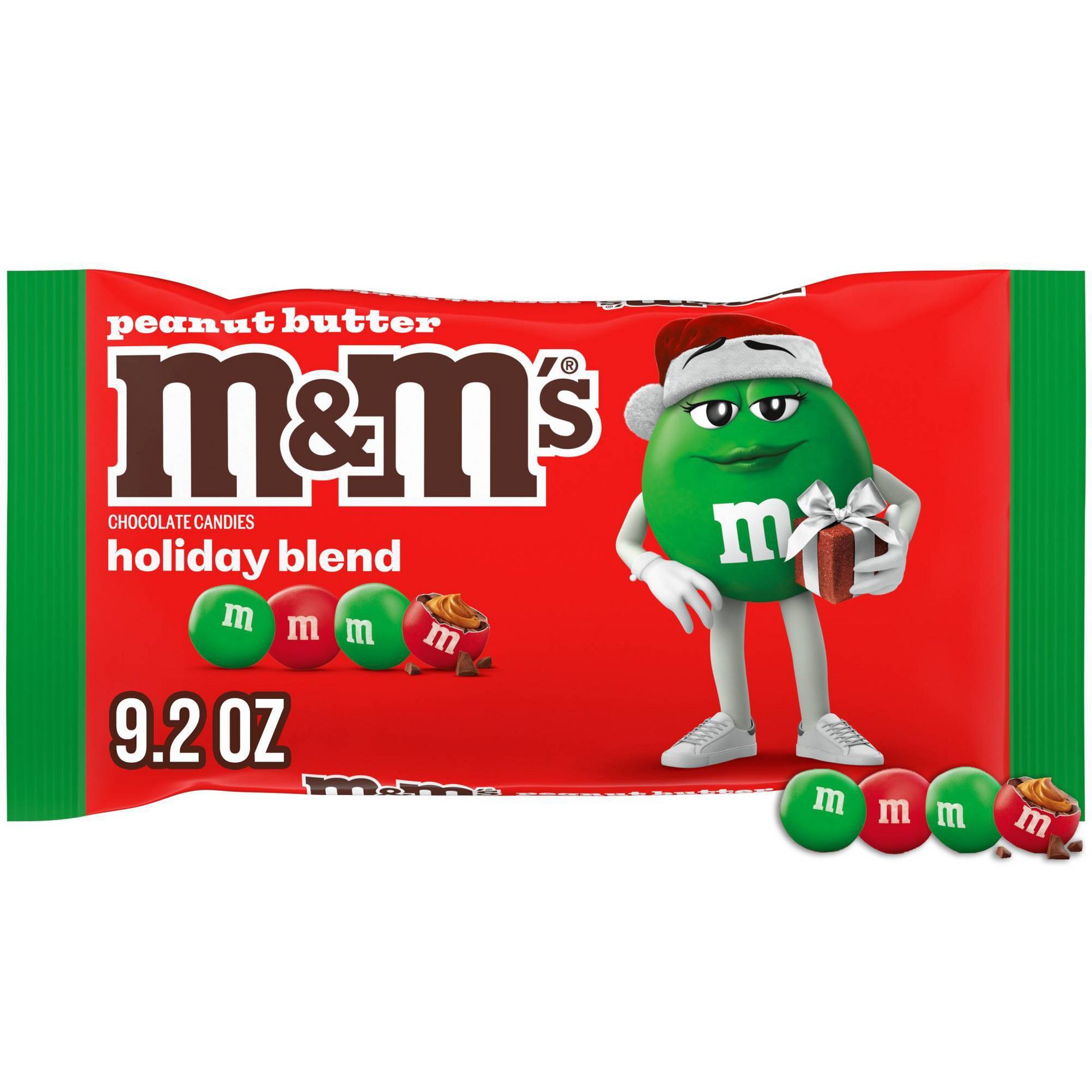 M&M's Christmas Peanut Butter Chocolate Candies Holiday Assortment Bag - 9.2oz