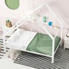 LOVMOR 77.55 Inch Twin Size Metal Floor Bed with House-shaped Headboard,No Box Spring Required,for Kids Teens Adults Bedroom,Easy Assembly，White - 3 of 4