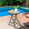 Costway Patio Folding Round Glass Side Table Bistro Coffee Table Plant Stand - 2 of 4