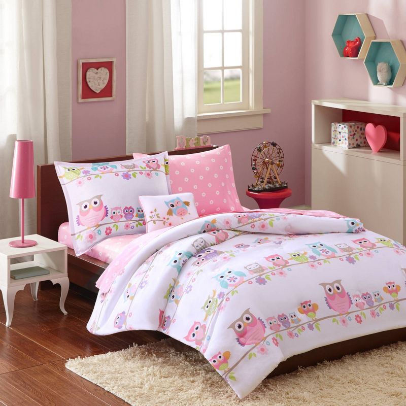 Striking Sara Adorable Owl Print Ultra Soft Kids' Comforter Set with Bed Sheets - Mi Zone, 3 of 10