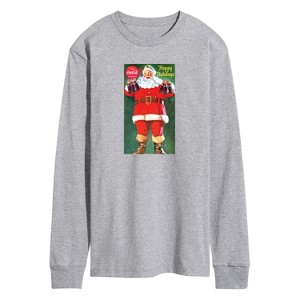 Men's - Coca Cola - Santa with Coke Bottles Long Sleeve Graphic T-Shirt - 1 of 4