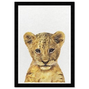 15" x 21" Cute Baby Lion Animals Framed Art Print - Wynwood Studio: Modern Decor, Digital Art, Vertical Layout - 1 of 4