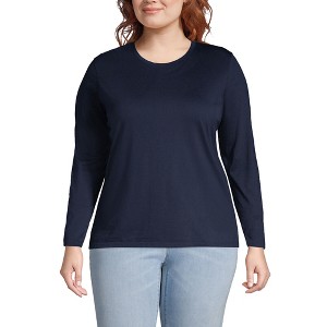 Lands' End Women's Relaxed Supima Cotton Long Sleeve Crew Neck T-Shirt - 1 of 4