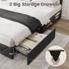 Upholstered Platform Bed Frame with Storage Drawers, Charging Station & LED Lights, Grey - 3 of 4