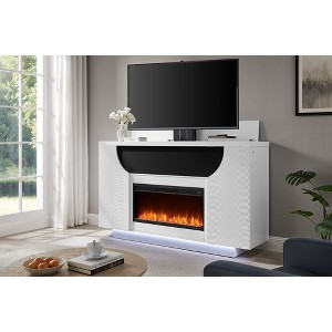 ORRD Aurora White 76 Inch Fireplace with TV Lift - 1 of 4