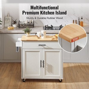 Ridstar 35.4 in. W Portable Kitchen Island Cart with Spice Rack, Storage Cabinets, Drop Leaf, Towel Rack & Drawers-White - 1 of 4