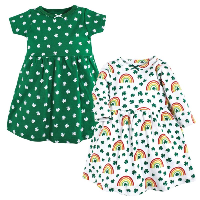 Hudson Baby Infant and Toddler Girl Cotton Dresses, St Patricks Rainbow, 1 of 5
