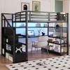 Whisen Full Size Metal Loft Bed & Bed Frame with Staircase and Wardrobe, Desk, Storage Shelves - 2 of 4