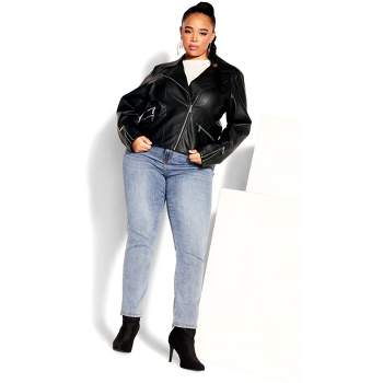 Women's Plus Size Layered Hoodie Jacket - Black