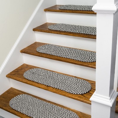Colonial Mills Milton Houndstooth Tweed Stair Treads - Black 8"x28"
