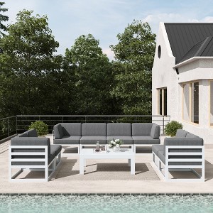 LayinSun 9-Piece Large Outdoor Modular L-Shaped Sectional Set with Coffee Table - 1 of 4