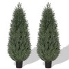 Artificial Topiary Trees for Outdoors, Outdoor Artificial Cedar Tree Set of 2, Uv Resistant Faux Cedar Trees for Front Porch Door, Outdoor - 4 of 4