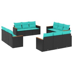 vidaXL Patio Sofa Set - Black and Blue Without Table - 1 of 4