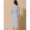 Allegra K Women's Long Sleeve Mock Neck A-Line Flowy Midi Pleated Shirt Dress - 3 of 4