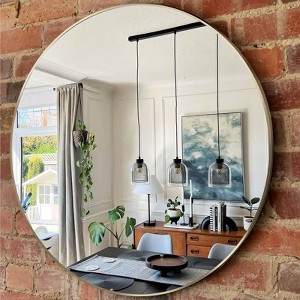 PAGED Round Vanity Mirror Metal Framed Bathroom Mirror with Shatterproof Film and Reinforced Hooks for Bathroom, Bedroom - 1 of 4