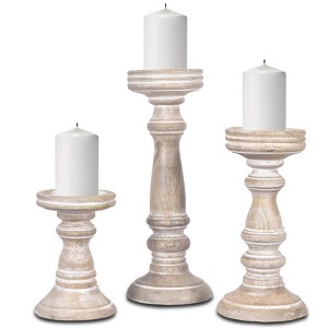 Mela Artisans White Candle Holder Set for Pillar Candles - 1 of 4