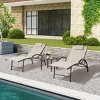 3pc Outdoor Aluminum 5 Position Adjustable Lounge Chairs with Covered Headrests & End Table Off-White -Crestlive Products - image 2 of 4