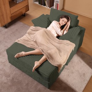 Oversized Chaise Lounge Chair Indoor with Storage Ottoman, Upholstered Corduroy Sofa Bed Cloud Couch with 3 Pillows, Single Sleeper Sofa Chair - 1 of 4
