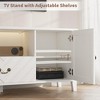 ODK Farmhouse TV Stand Fits TV up to 70 Inch, 2 Storage Cabinets TV Console with V-Shaped Pattern Drawer and Open Shelf for Bedroom, Living Room - 4 of 4