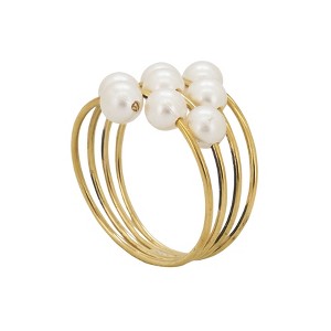 Saro Lifestyle Saro Lifestyle Pearl Design Table Napkin Rings (Set of 4), Gold, - 1 of 4
