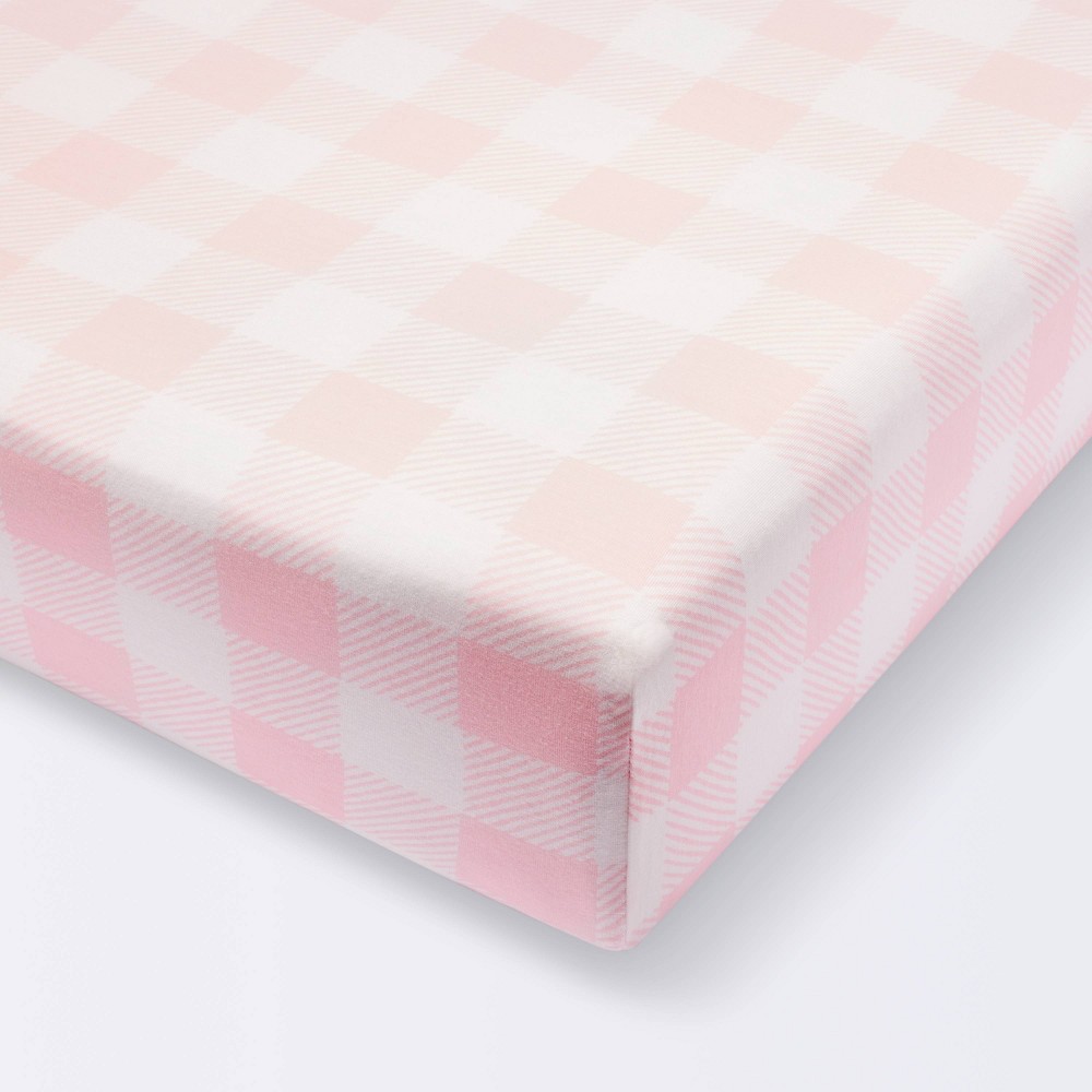 Photos - Bed Linen Polyester Rayon Fitted Crib Sheet - Pink Gingham - Cloud Island™