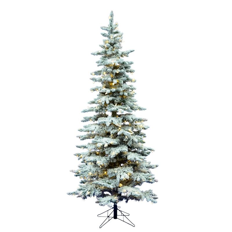 Vickerman Flocked Utica Fir Slim Artificial Christmas Tree, 1 of 7