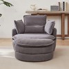 Corduroy Fabric Modern Swivel Chair with Storage Ottoman, Backrest Pillow and High-Density Foam Cushions - 3 of 4