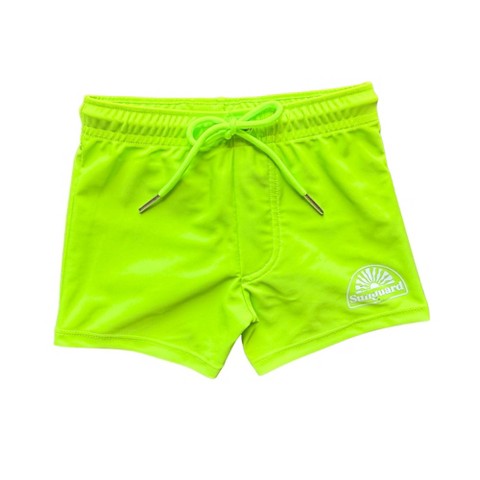 Sunguard Swim Ray Kids Neon UPF 50+ Swim Short | Sunguard Swim Safety Green 4-5Y