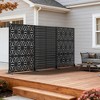 Wooakway 142"W x 72"H Black Metal Trellis Panel Outdoor Garden Privacy Screen with Scroll Design Indoor Room Divider for Patio Balcony and Yard Decor - 2 of 4