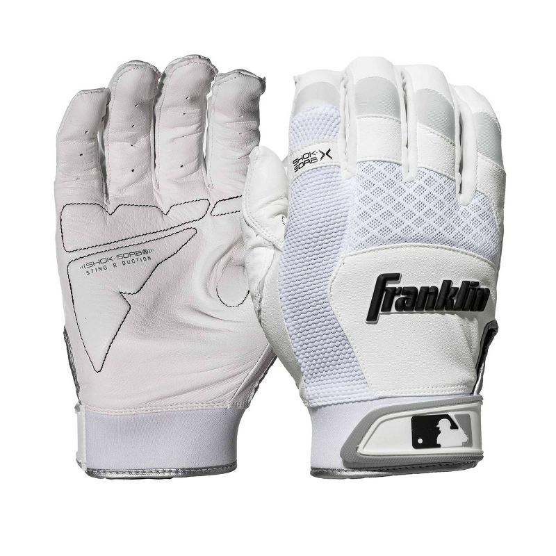 Franklin Sports Adult Shok-Sorb X Batting Gloves White - S, 3 of 4