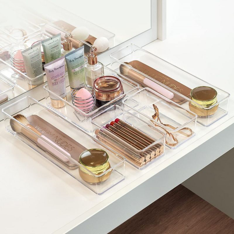 Sorbus Clear Drawer Organizer 5-Piece Set, Multi-Purpose Bins for Makeup, Vanity Organization, and more, 5 of 9