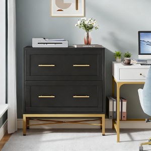 Gulches 2 Drawer File Cabinet, Modern Wood Lateral Filing Cabinet for Letter/Legal/A4 Size, Large File Storage Cabinets Printer Stand - 1 of 3