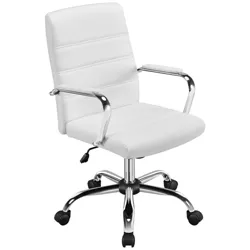 Yaheetech Mid-Back Office Chair with Arms 360° Swivel PU Leather Office Executive Chair