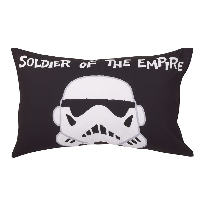 Star Wars Storm Trooper Black and White 4 Piece Toddler Bed Set - Comforter, Fitted Bottom Sheet, Flat Top Sheet, and Reversible Pillowcase, 5 of 7