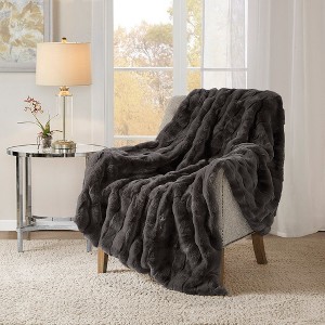 YOOCOZZ 50x60" Faux Fur Throw Blanket - Gray - 1 of 4
